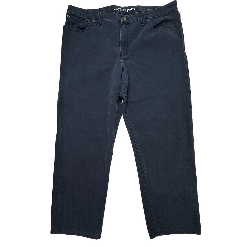 Lands End Square Rigger Jeans Traditional Fit Midnight Blue Denim Mens 42x28 EUC